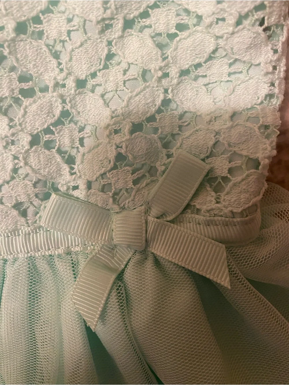 Carters Just One You Dress Tulle Skirt Lace Bodice Mint Green Left Side Bow
